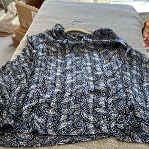 H&M Navy and White Paisley Blouse